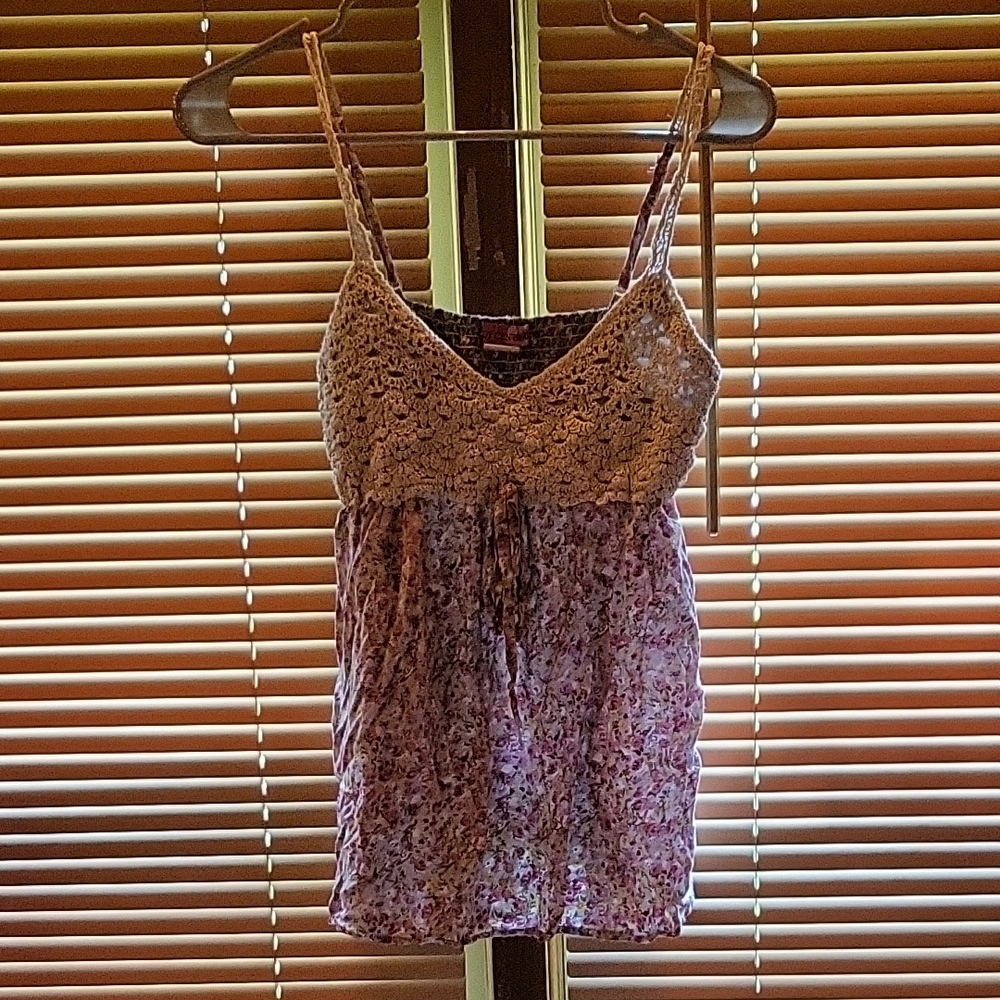 Floral Lace Trim Women's Top